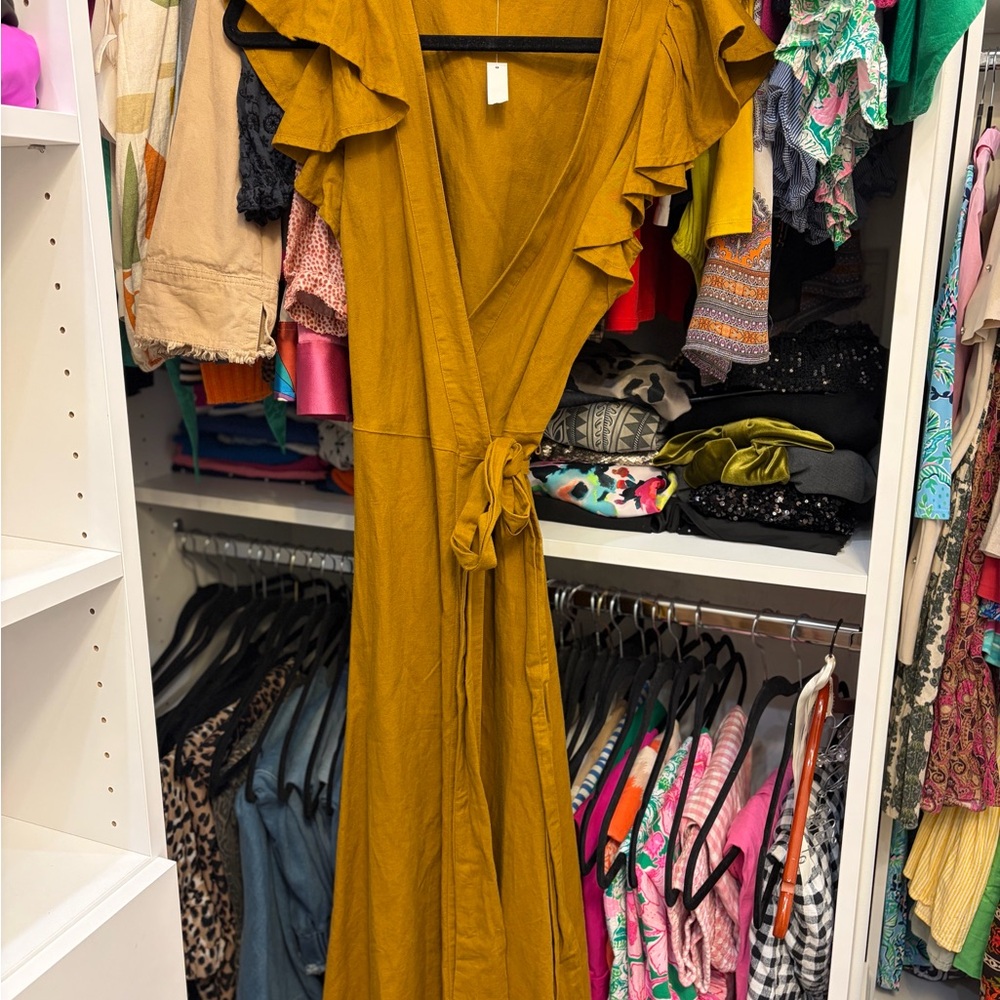 Madewell Mustard Ruffle Maxi Dress